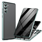 For Samsung Galaxy S24 5G Privacy Full Cover Magnetic Metal Tempered Glass Phone Case(Green)