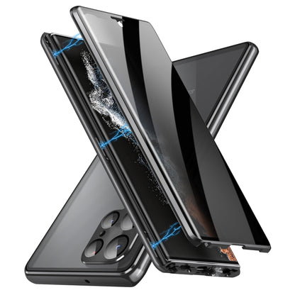 For Samsung Galaxy S24 Ultra 5G Privacy Full Cover Magnetic Metal Tempered Glass Phone Case(Black) - Galaxy S24 Ultra 5G Cases by PMC Jewellery | Online Shopping South Africa | PMC Jewellery | Buy Now Pay Later Mobicred