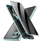 For Samsung Galaxy S25 Ultra 5G Privacy Full Cover Magnetic Metal Tempered Glass Phone Case(Green)