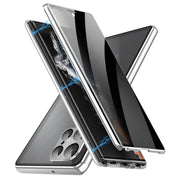 For Samsung Galaxy S25 Ultra 5G Privacy Full Cover Magnetic Metal Tempered Glass Phone Case(Silver)