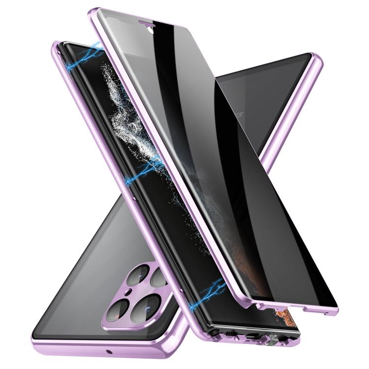 For Samsung Galaxy S25 Ultra 5G Privacy Full Cover Magnetic Metal Tempered Glass Phone Case(Purple) - Galaxy S25 Ultra 5G Cases by PMC TechLife | Online Shopping South Africa | PMC TechLife | Buy Now Pay Later Mobicred