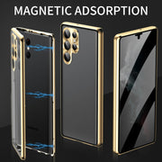 For Samsung Galaxy S24 Ultra 5G Privacy Full Cover Magnetic Metal Tempered Glass Phone Case(Black)
