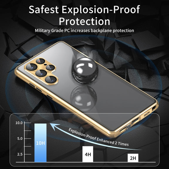 For Samsung Galaxy S24 Ultra 5G Privacy Full Cover Magnetic Metal Tempered Glass Phone Case(Black)