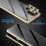 For Samsung Galaxy S24 Ultra 5G Privacy Full Cover Magnetic Metal Tempered Glass Phone Case(Black)