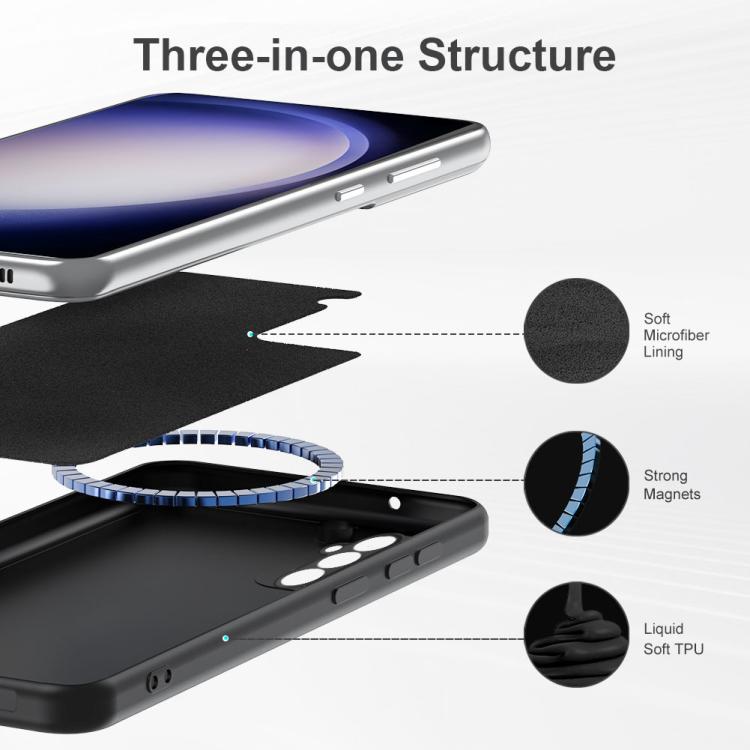For Samsung Galaxy S25+ 5G MagSafe Magnetic Liquid Silicone Phone Case(Black)
