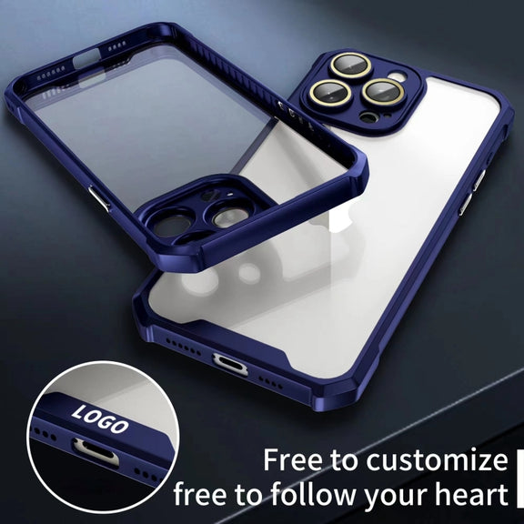 For iPhone 16 Shockproof Acrylic Phone Case with Lens Glass Film(Blue)