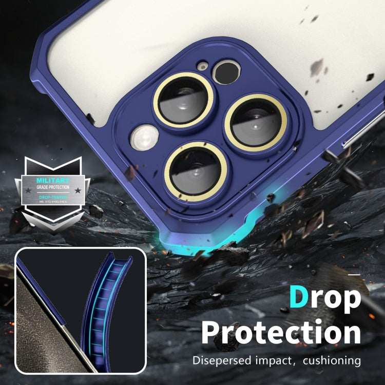 For iPhone 16 Shockproof Acrylic Phone Case with Lens Glass Film(Blue)