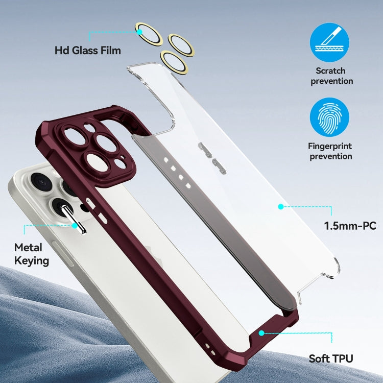 For iPhone 16 Plus Shockproof Acrylic Phone Case with Lens Glass Film(Blue)