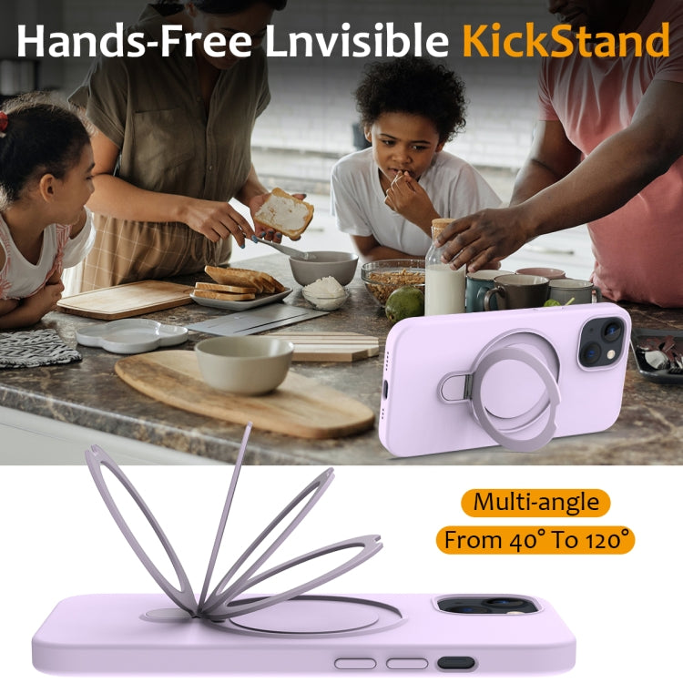 For iPhone 14 Plus MagSafe Magnetic Liquid Silicone Phone Case with Ring Holder(Lilac Purple) - iPhone 14 Plus Cases by PMC TechLife | Online Shopping South Africa | PMC TechLife
