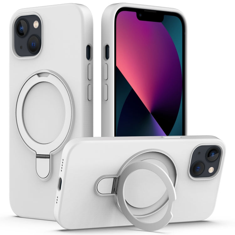 For iPhone 15 MagSafe Magnetic Liquid Silicone Phone Case with Ring Holder(White) - iPhone 15 Cases by PMC TechLife | Online Shopping South Africa | PMC TechLife