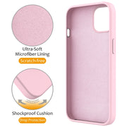 For iPhone 15 MagSafe Magnetic Liquid Silicone Phone Case with Ring Holder(Grey Pink)
