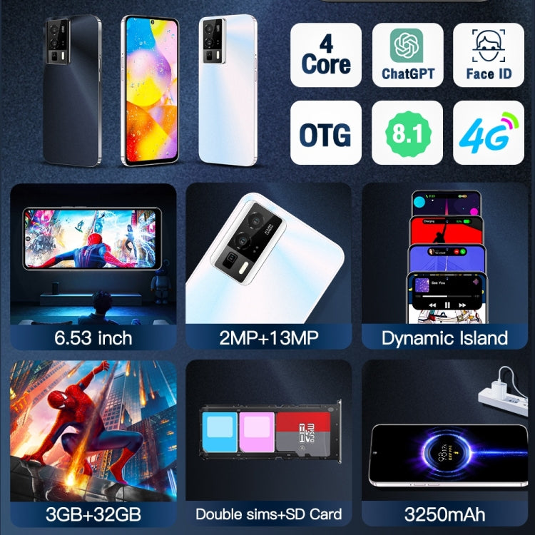 F15 Pro+ / U29, 3GB+32GB, 6.53 inch Screen, Face Identification, Android 8.1 MTK6737 Quad Core, Network: 4G, OTG, Dual SIM(Black) -  by PMC TechLife | Online Shopping South Africa | PMC TechLife