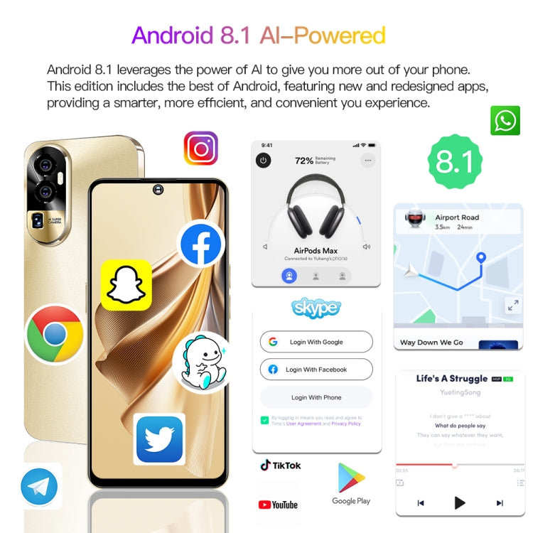 Reno10Pro+ / U22, 3GB+32GB, 6.53 inch Screen, Face Identification, Android 8.1 MTK6737 Quad Core, Network: 4G, OTG, Dual SIM(Purple)