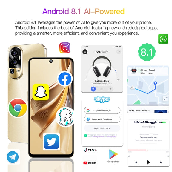 Reno10Pro+ / U22, 3GB+32GB, 6.53 inch Screen, Face Identification, Android 8.1 MTK6737 Quad Core, Network: 4G, OTG, Dual SIM(Yellow)
