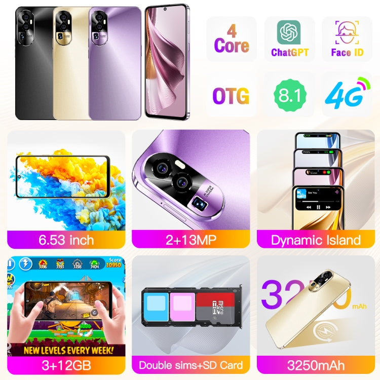 Reno10Pro+ / U22, 3GB+32GB, 6.53 inch Screen, Face Identification, Android 8.1 MTK6737 Quad Core, Network: 4G, OTG, Dual SIM(Yellow)