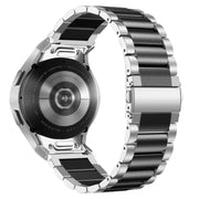 For Samsung Galaxy Watch 6 Quick Release Button Three-bead Stainless Steel Watch Band(Silver Black)