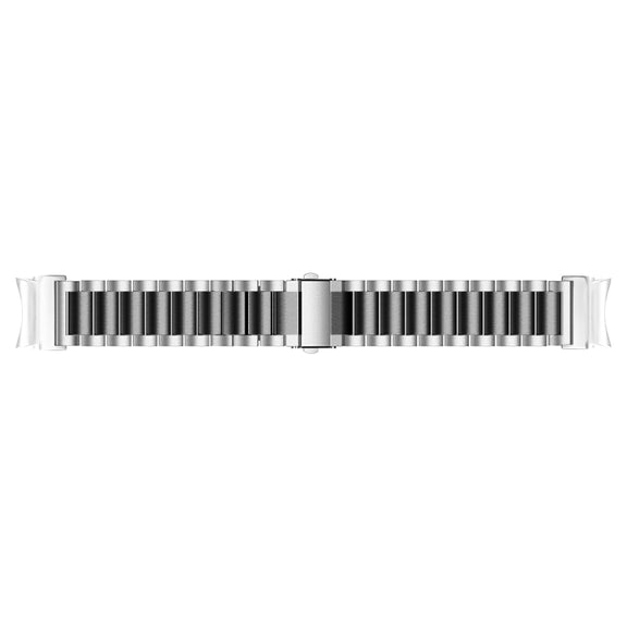 For Samsung Galaxy Watch 6 Quick Release Button Three-bead Stainless Steel Watch Band(Silver Black)