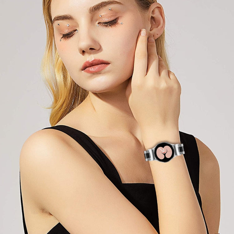 For Samsung Galaxy Watch 6 Quick Release Button Three-bead Stainless Steel Watch Band(Silver Black) - free shipping - PMC TechLife - Order now!