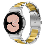 For Samsung Galaxy Watch 6 Quick Release Button Three-bead Stainless Steel Watch Band(Silver Gold)