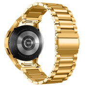 For Samsung Galaxy Watch 6 Quick Release Button Three-bead Stainless Steel Watch Band(Gold)