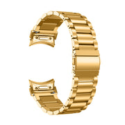 For Samsung Galaxy Watch 6 Quick Release Button Three-bead Stainless Steel Watch Band(Gold)