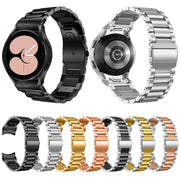 For Samsung Galaxy Watch 6 Quick Release Button Three-bead Stainless Steel Watch Band(Silver Gold)