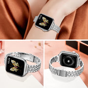 For Apple Watch SE 2023 40mm Slim Seven Bead Slingshot Buckle Metal Watch Band(Silver)