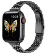For Apple Watch Series 9 45mm Slim Seven Bead Slingshot Buckle Metal Watch Band(Black) - Watch Bands by PMC TechLife | Online Shopping South Africa | PMC TechLife | Buy Now Pay Later Mobicred