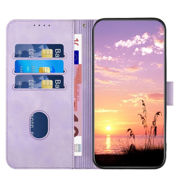 For iPhone 17 YX0060 Elephant Head Embossed Phone Leather Case with Lanyard(Light Purple)