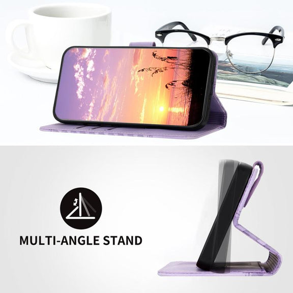 For iPhone 17 YX0060 Elephant Head Embossed Phone Leather Case with Lanyard(Light Purple)