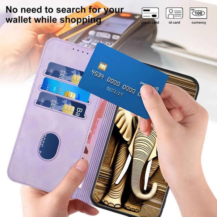 For iPhone 17 YX0060 Elephant Head Embossed Phone Leather Case with Lanyard(Light Purple)