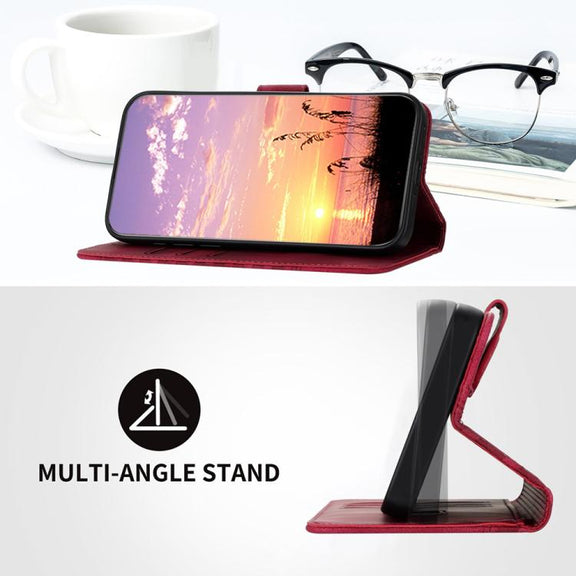 For iPhone 17 YX0060 Elephant Head Embossed Phone Leather Case with Lanyard(Rose Red)