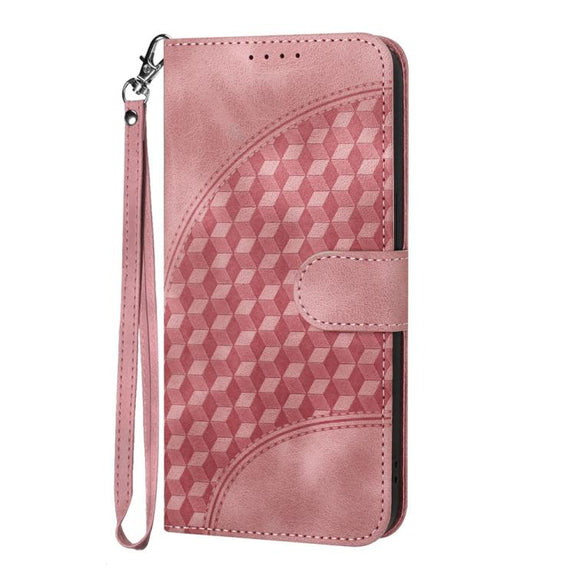 For iPhone 17 Pro Max YX0060 Elephant Head Embossed Phone Leather Case with Lanyard(Pink)