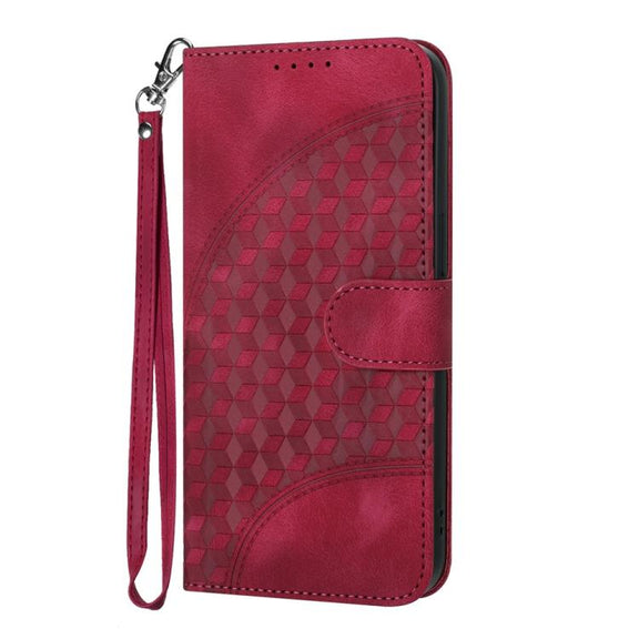 For iPhone 17 Pro Max YX0060 Elephant Head Embossed Phone Leather Case with Lanyard(Rose Red)
