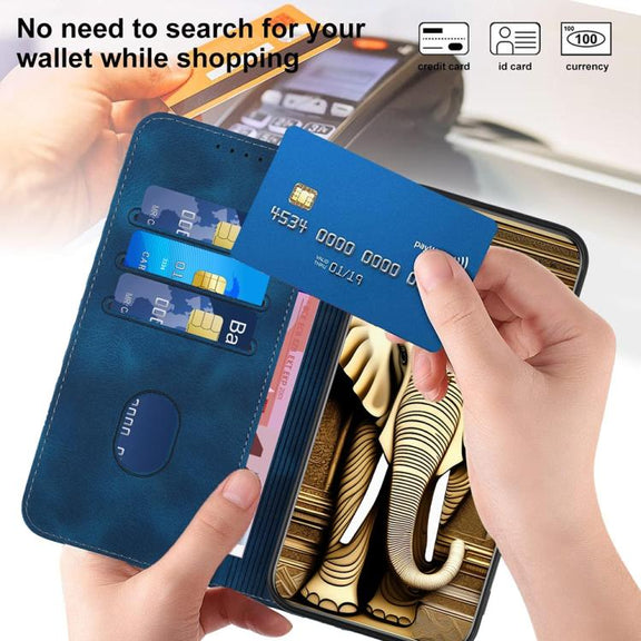 For iPhone 17 Pro Max YX0060 Elephant Head Embossed Phone Leather Case with Lanyard(Royal Blue)