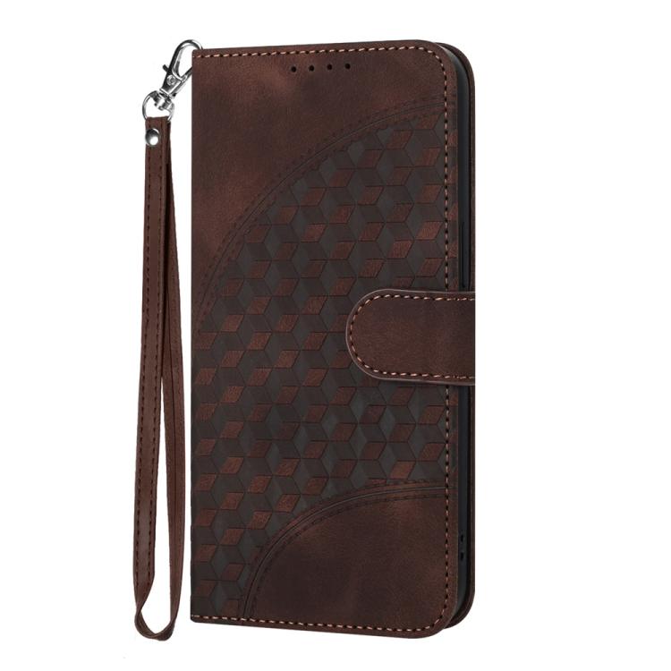 For iPhone 17 Pro YX0060 Elephant Head Embossed Phone Leather Case with Lanyard(Coffee)
