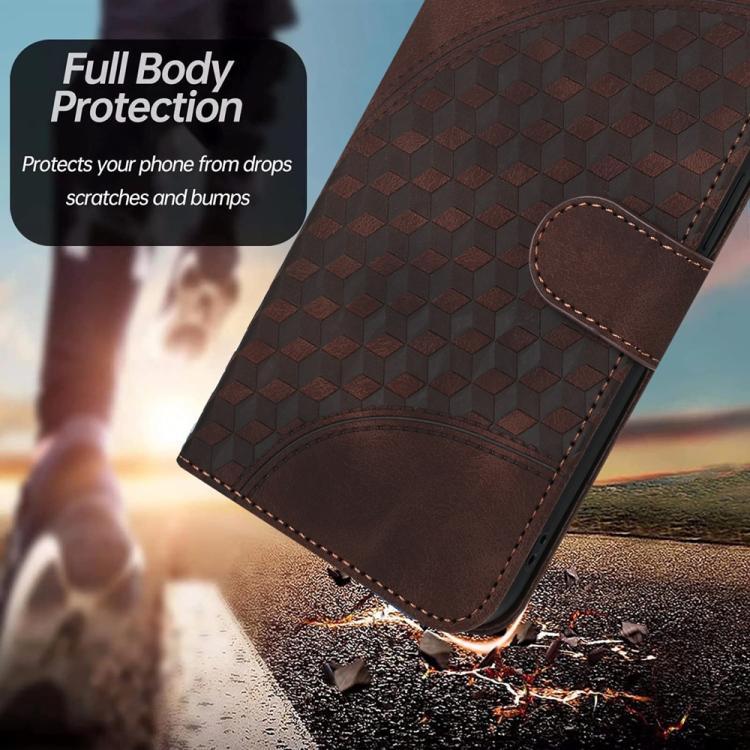 For iPhone 17 Pro YX0060 Elephant Head Embossed Phone Leather Case with Lanyard(Coffee)