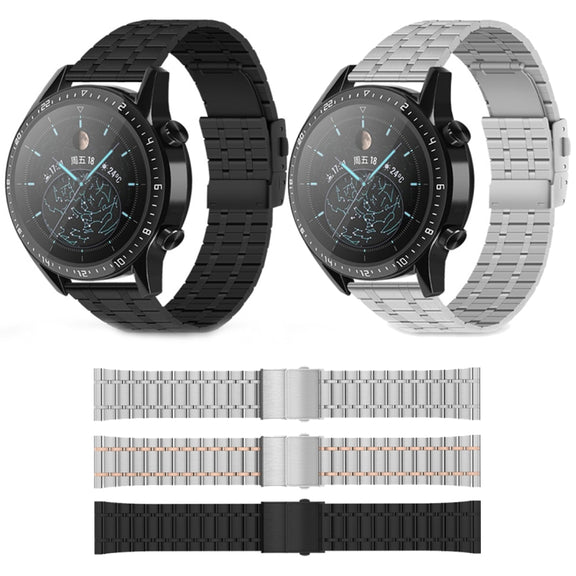 20mm Universal Dual Press Buckle Five-bead Stainless Steel Watch Band(Silver)