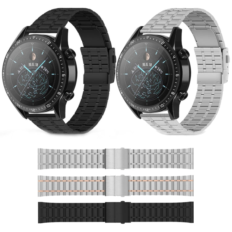 20mm Universal Dual Press Buckle Five-bead Stainless Steel Watch Band(Silver)