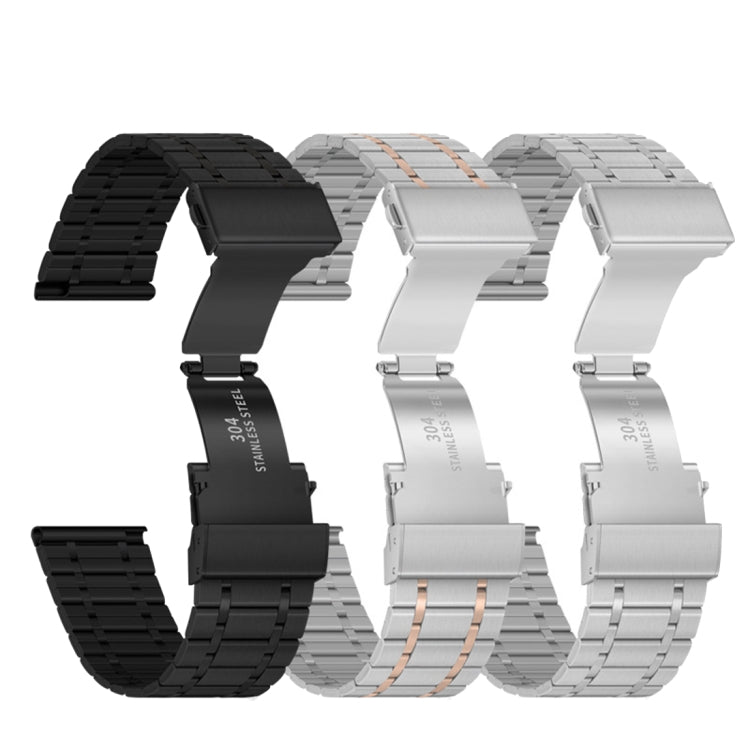 22mm Universal Dual Press Buckle Five-bead Stainless Steel Watch Band(Silver Rose Gold) - free shipping - PMC TechLife - Order now!