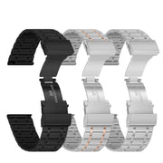22mm Universal Dual Press Buckle Five-bead Stainless Steel Watch Band(Silver)