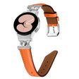 For Samsung Galaxy Watch6 / 6 Classic M Letter D-shaped Twill Leather Watch Band(Silver Orange) - free shipping - PMC TechLife - Order now!