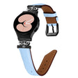 For Samsung Galaxy Watch6 / 6 Classic Crown D-shaped Twill Leather Watch Band(Black Blue) - Watch Bands by PMC TechLife | Online Shopping South Africa | PMC TechLife