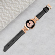 For Samsung Galaxy Watch6 / 6 Classic Crown D-shaped Twill Leather Watch Band(Rose Gold Black)
