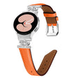 For Samsung Galaxy Watch6 / 6 Classic Crown D-shaped Twill Leather Watch Band(Silver Orange) - free shipping - PMC TechLife - Order now!