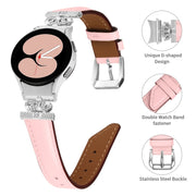 For Samsung Galaxy Watch6 / 6 Classic Crown D-shaped Twill Leather Watch Band(Silver Pink)