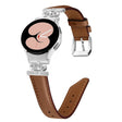 For Samsung Galaxy Watch6 / 6 Classic Crown D-shaped Twill Leather Watch Band(Silver Brown) - free shipping - PMC TechLife - Order now!