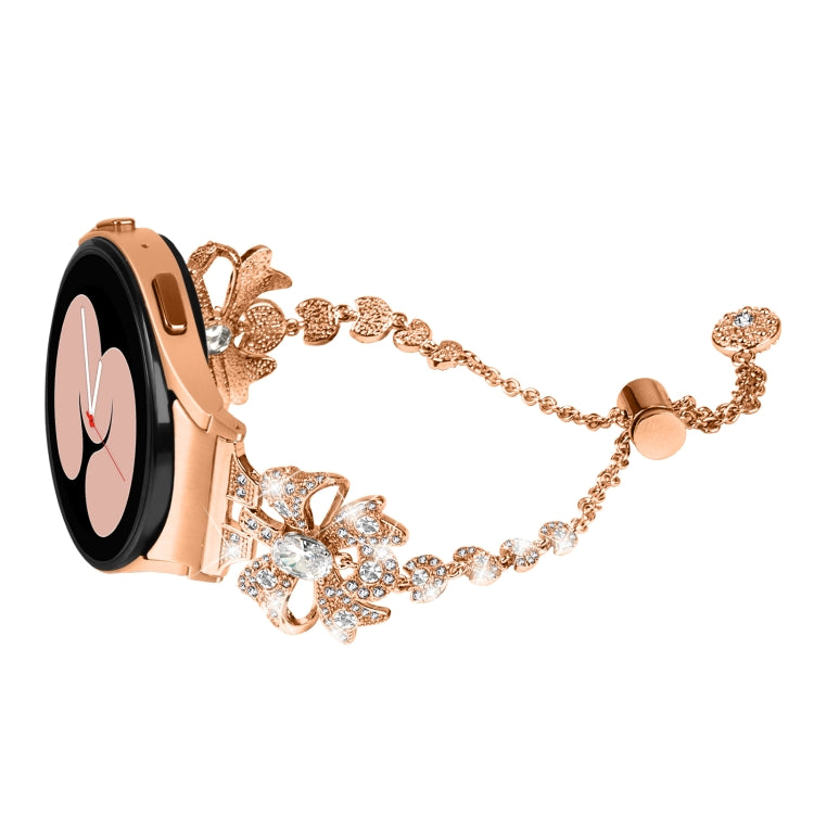 For Samsung Galaxy Watch6 / 6 Classic Bowknot Glitter Diamond Bracelet Watch Band(Rose Gold) - Watch Bands by PMC TechLife | Online Shopping South Africa | PMC TechLife