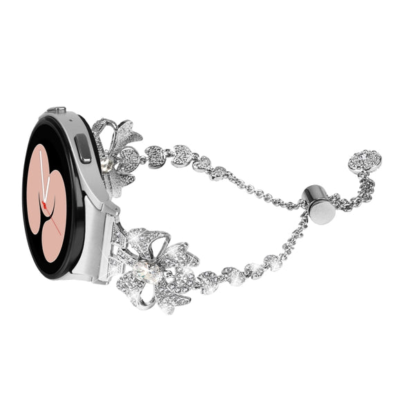 For Samsung Galaxy Watch6 / 6 Classic Bowknot Glitter Diamond Bracelet Watch Band(Silver)