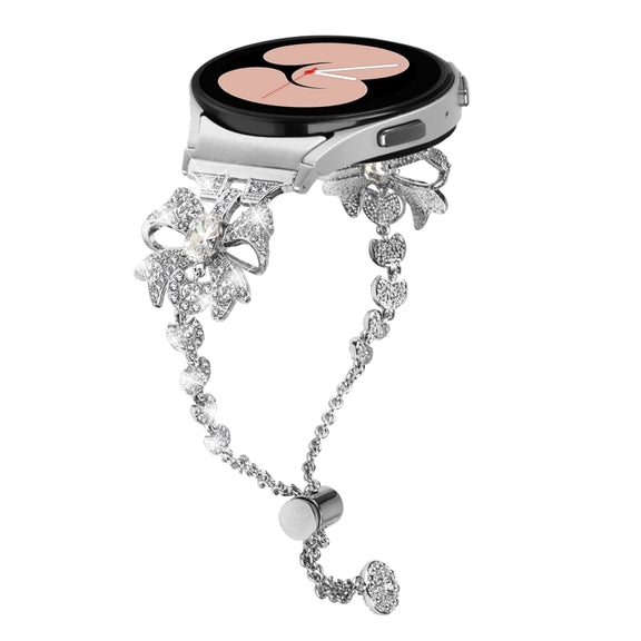 For Samsung Galaxy Watch6 / 6 Classic Bowknot Glitter Diamond Bracelet Watch Band(Silver)